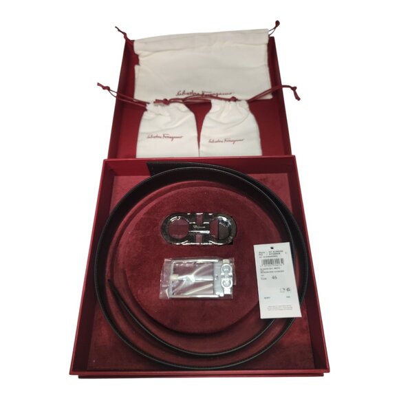 Salvatore Ferragamo Men's Gancini 2-Buckle Reversible Belt Gift Box Set - Picture 3 of 3